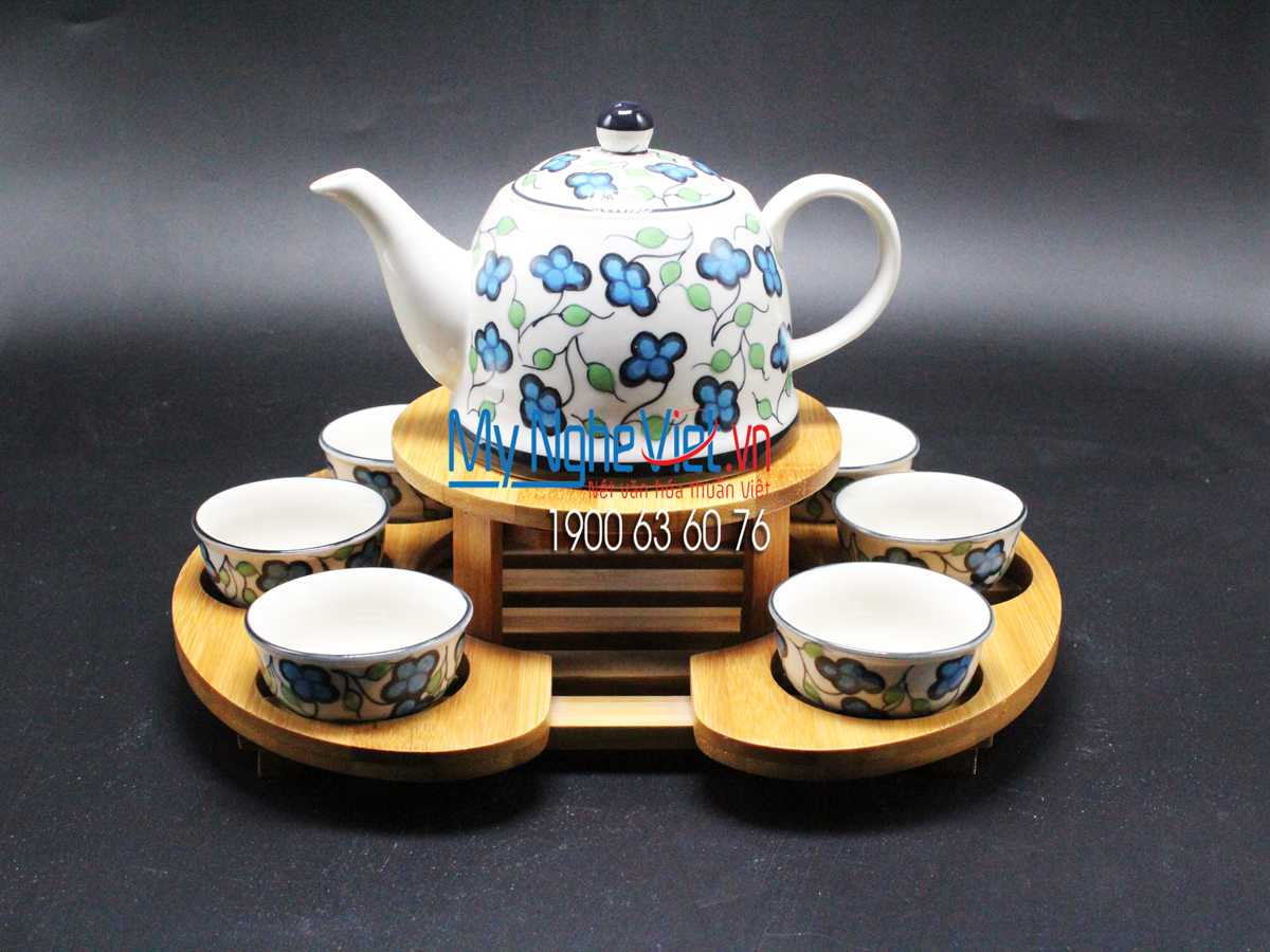 Ceramic tea set lucky grass painting MNV-TS542