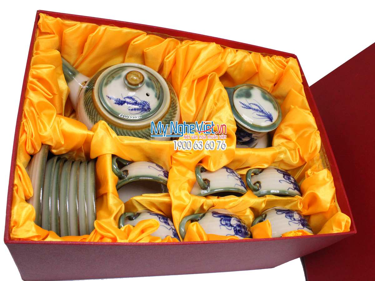 Combo tea set + coffee filter (dripper) fish paint MNV-PK512-3