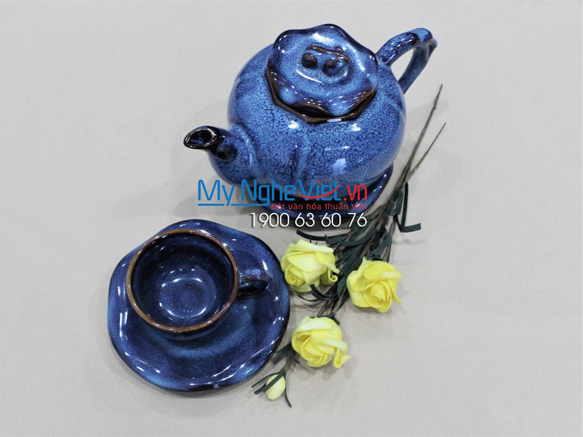 Bộ bình trà ếch men đá xanh MNV-TS546