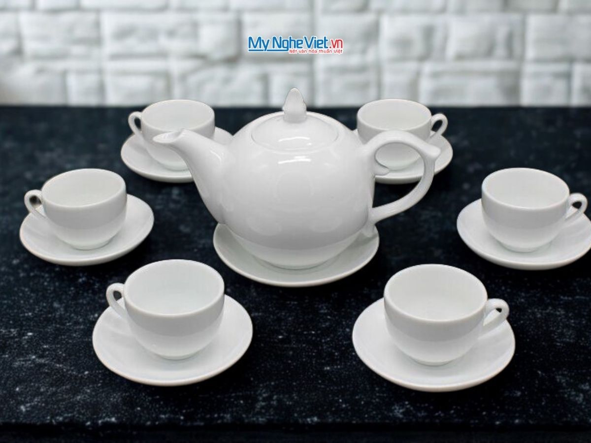 Bộ Bình Trà bưởi- chóp lửa trắng trơn 600ml