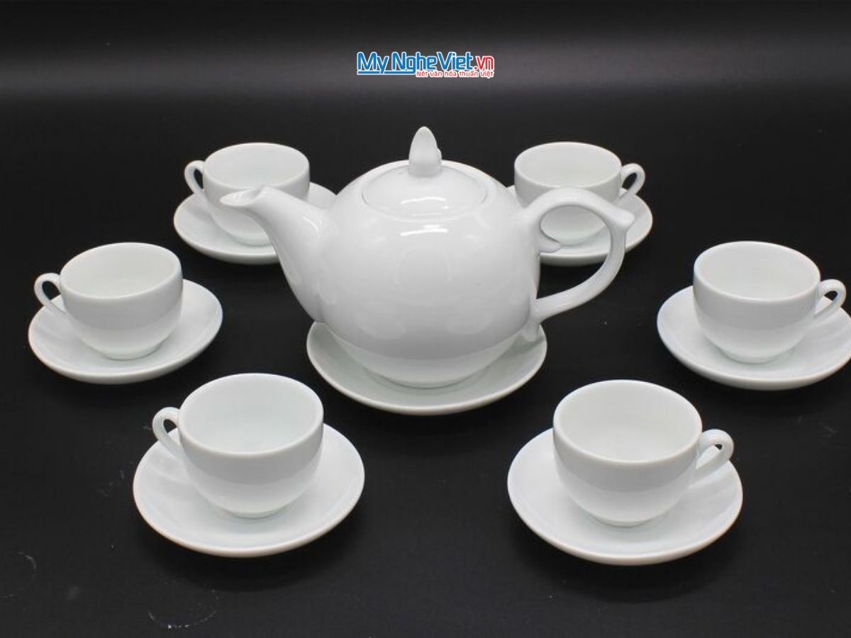 Bộ Bình Trà bưởi- chóp lửa trắng trơn 600ml