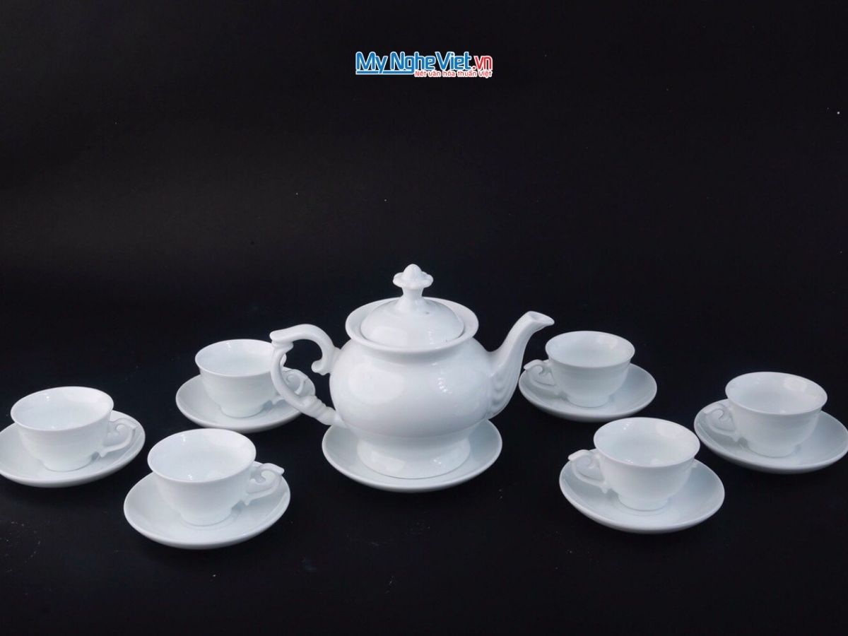 Bộ Bình Trà Cát Tường trắng trơn 550ml