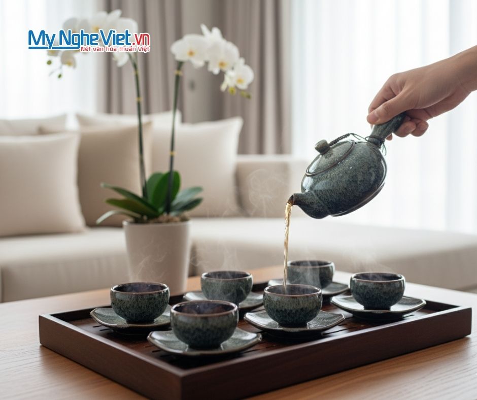 Bình Trà Hỏa Biến Lòng Hoa Xanh Nhạt 400ml MNV-BTHN02