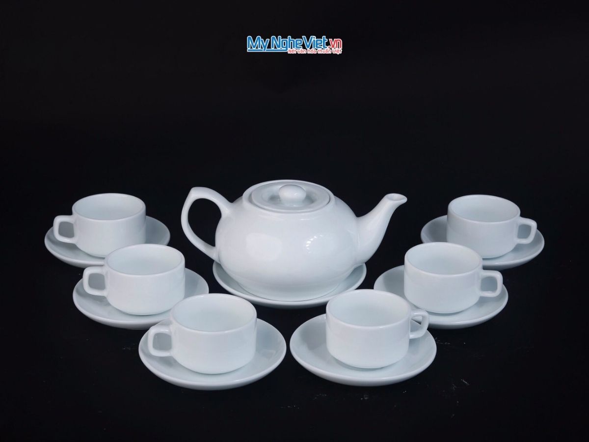 Bộ Bình Trà CK trắng trơn 500ml