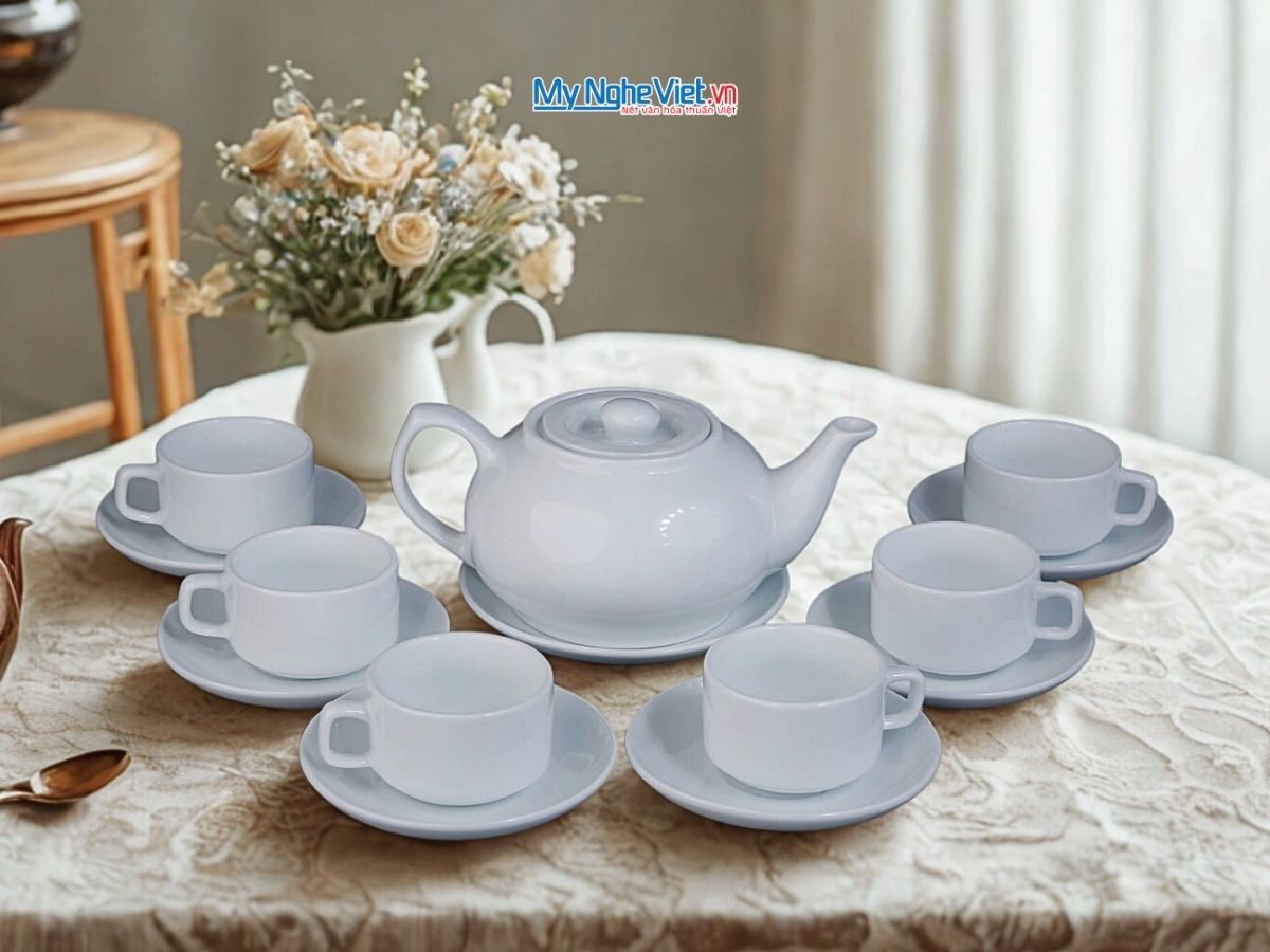 Bộ Bình Trà CK trắng trơn 500ml