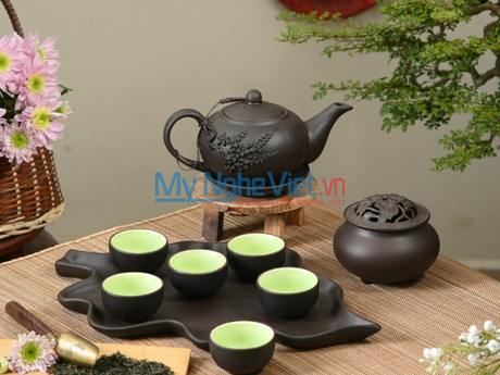 Bộ Bình Trà Tử Sa Khay Hình Lá MNV-BTTS38 (HÀNG ĐẶT)