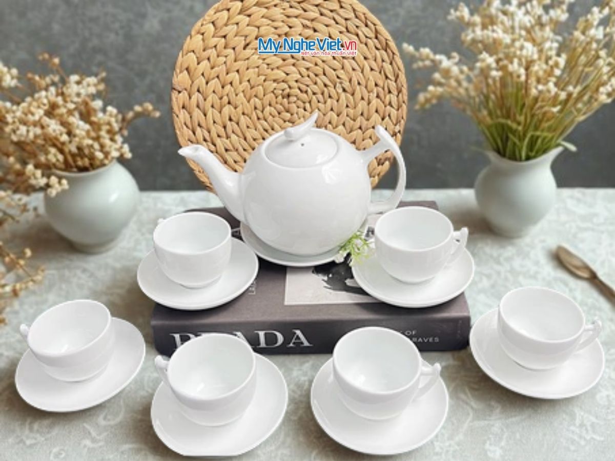 Bình Trà Bát Tràng dáng bưởi cành 630ml