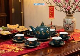 Bộ bình trà men xanh gốm Bát Tràng tại TP.HCM 