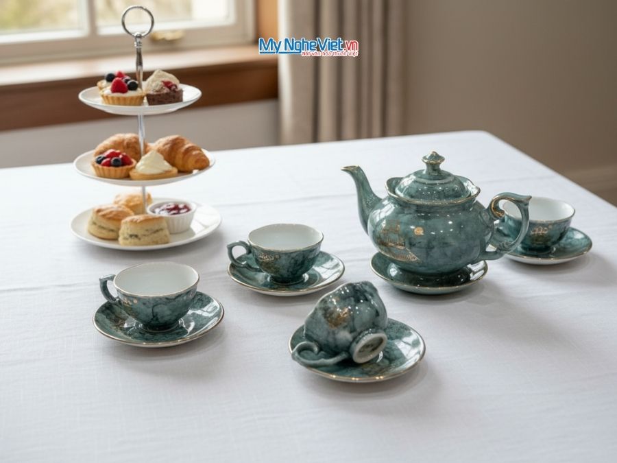 Bộ Bình Trà Queen Thuận Buồm Vân Đá Xám MNV-BTV15.2