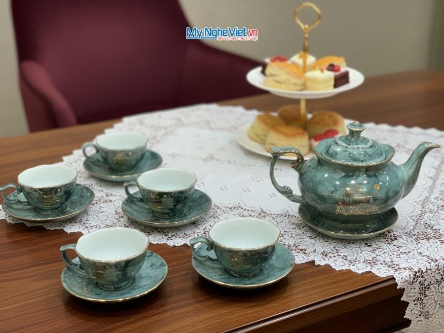 Bộ Bình Trà Queen Thuận Buồm Vân Đá Xám MNV-BTV15.2