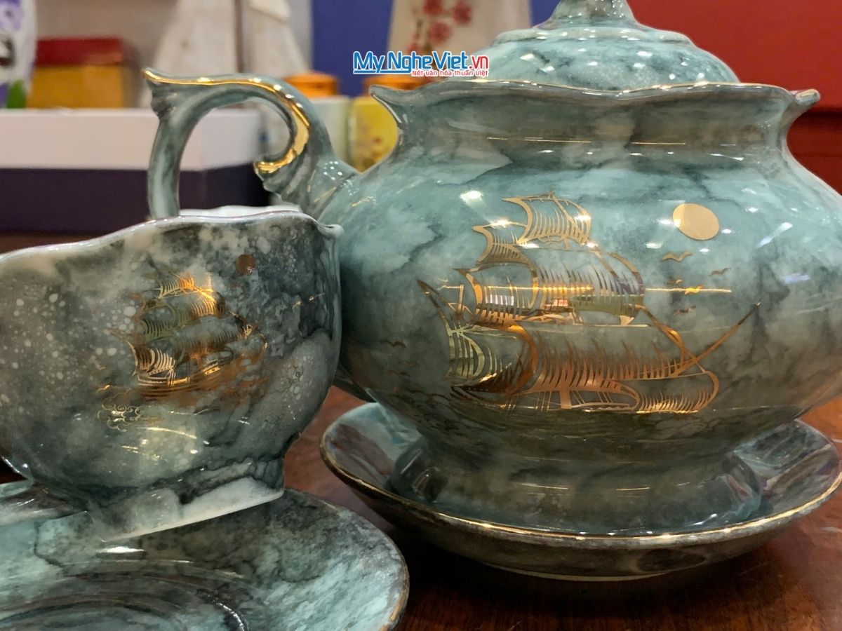 Bộ Bình Trà Queen Thuận Buồm Vân Đá Xám MNV-BTV15.2