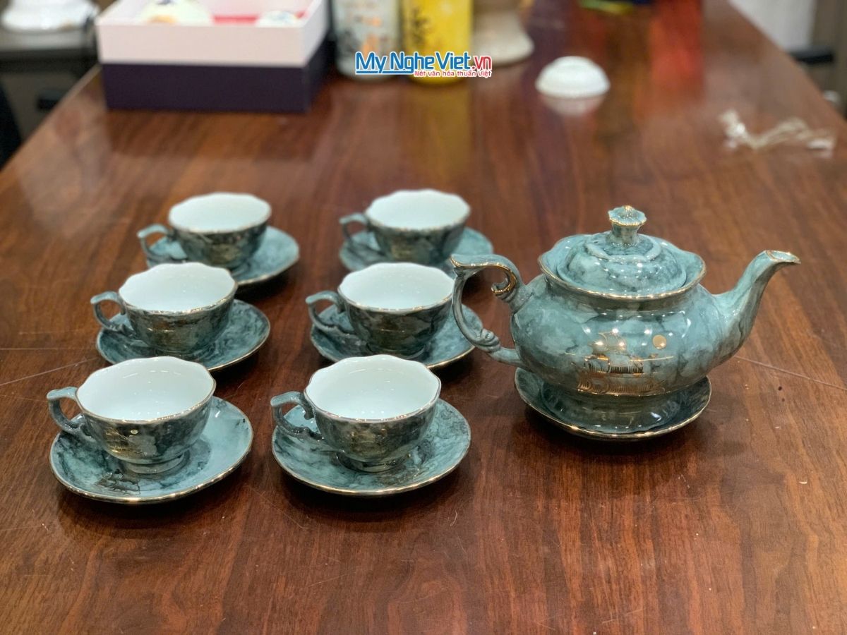 Bộ Bình Trà Queen Thuận Buồm Vân Đá Xám MNV-BTV15.2