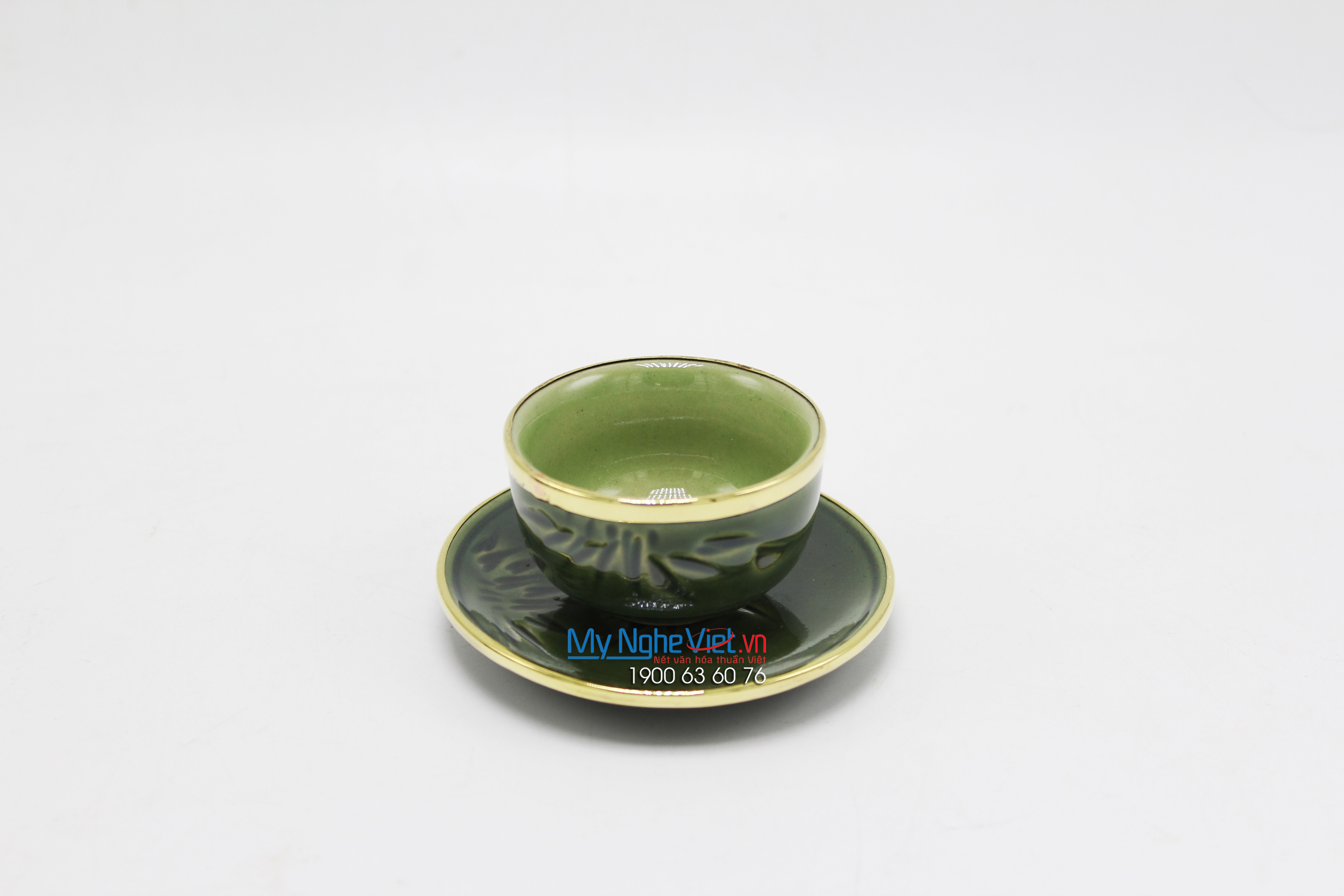Bộ bình trà men bóng quai lòng xanh- MNV-TS387-2