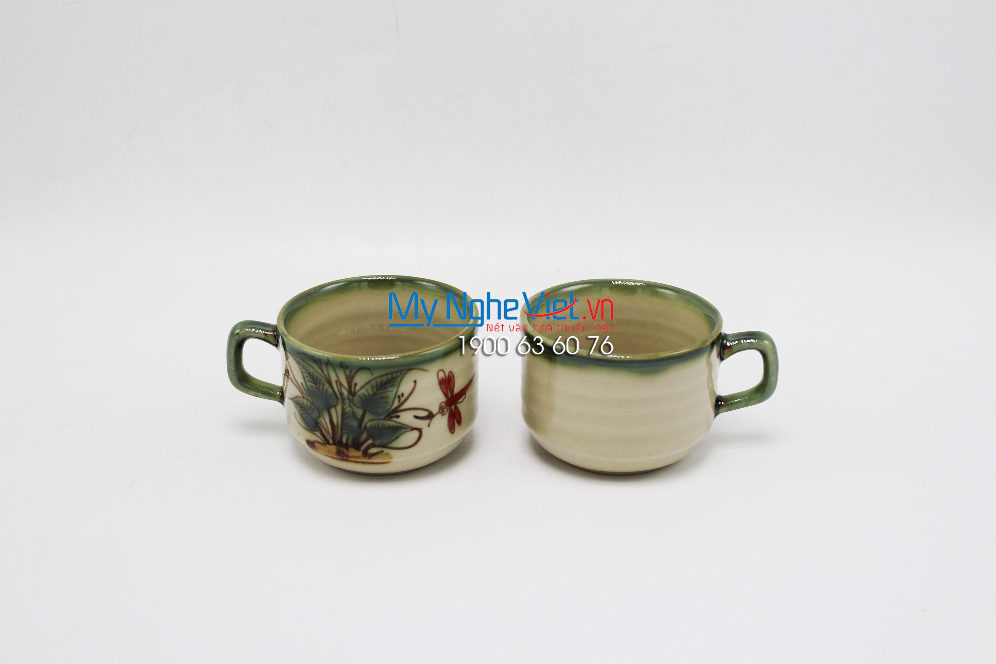 Bộ bình trà men bóng vẽ chuồn quai gốm cốc - MNV-TS022-1 (TẠM HẾT HÀNG)