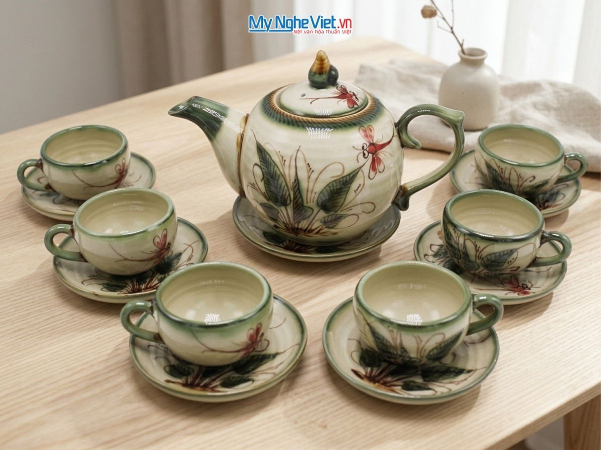 Bộ Bình Trà Dáng Bưởi Vẽ Chuồn Khoai MNV-TS513-3