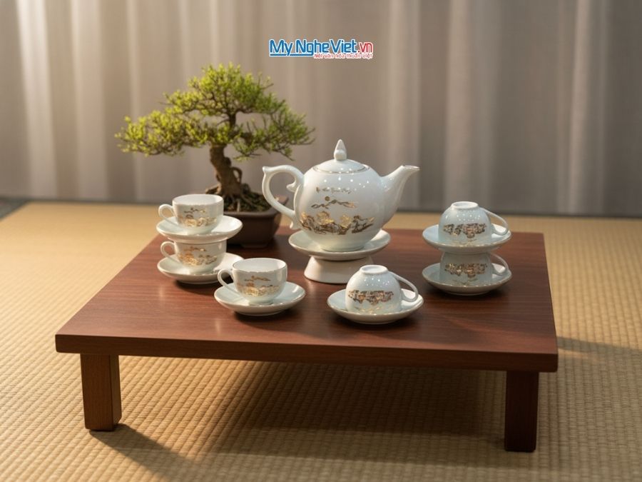 Bình trà Bát Tràng Men Vân Đá MNV-BTV11