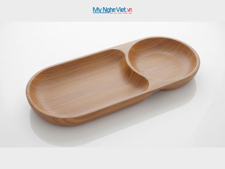 Khay gỗ hình Ovan 2 ngăn size M MNV-DCBV224/7
