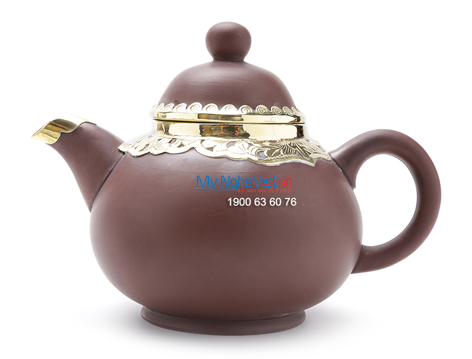 Bộ bình trà Bát Tràng Tử Sa bọc đồng MNV-TS400