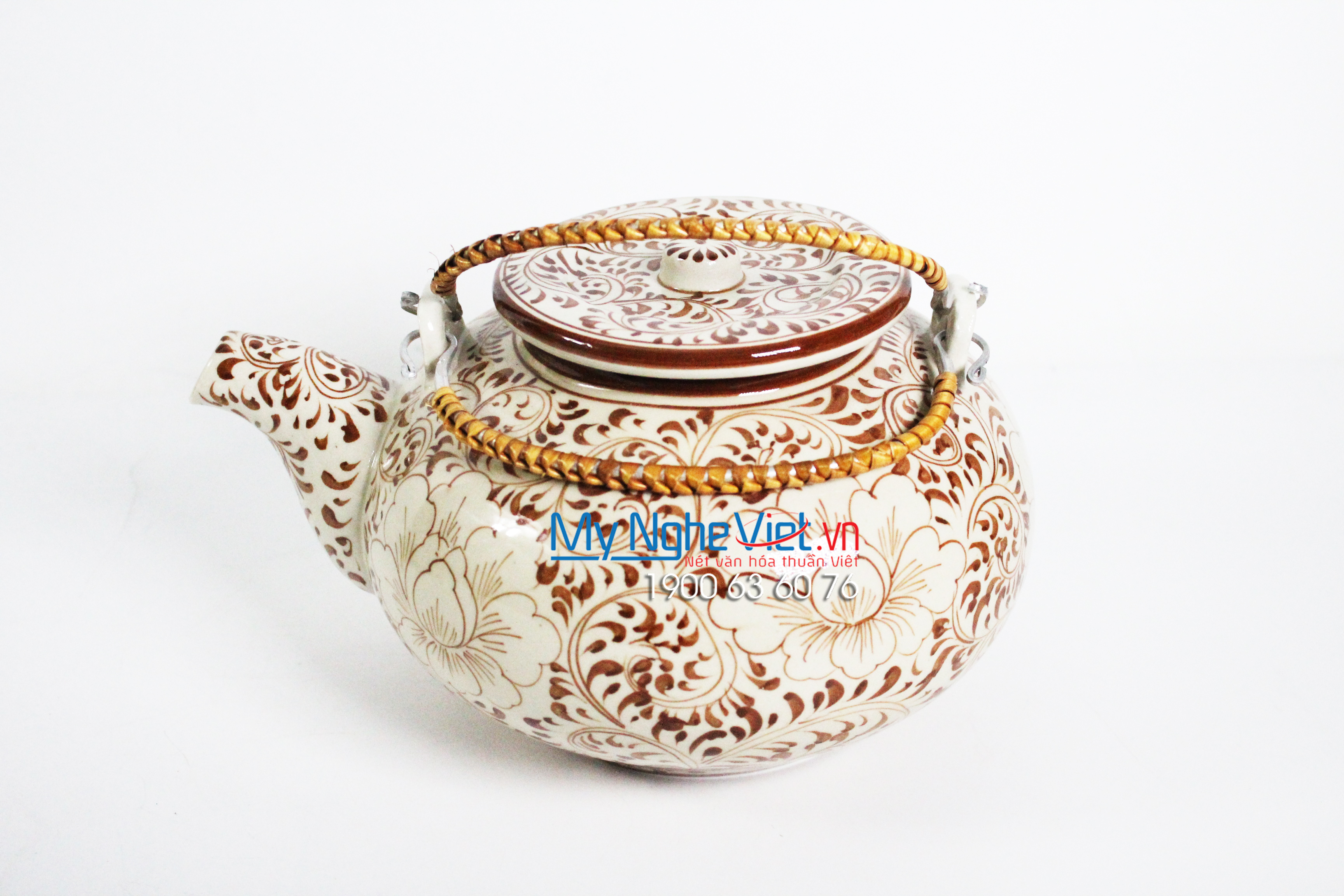 Bộ bình trà men bóng vẽ phù dung MNV-TS522-1(TẠM HẾT HÀNG)