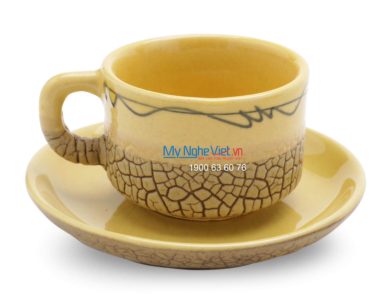 Bộ bình trà ( Ấm chén ) rạn trứng vàng đĩa lót MNV-BT271