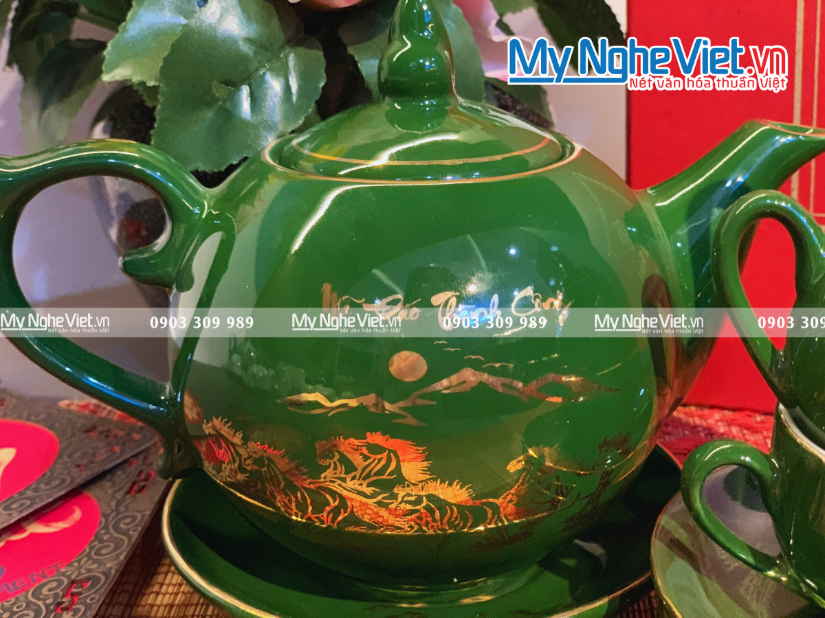 Bộ bình trà men xanh Mã Đáo Thành Công 600ml MNV-TS615-2