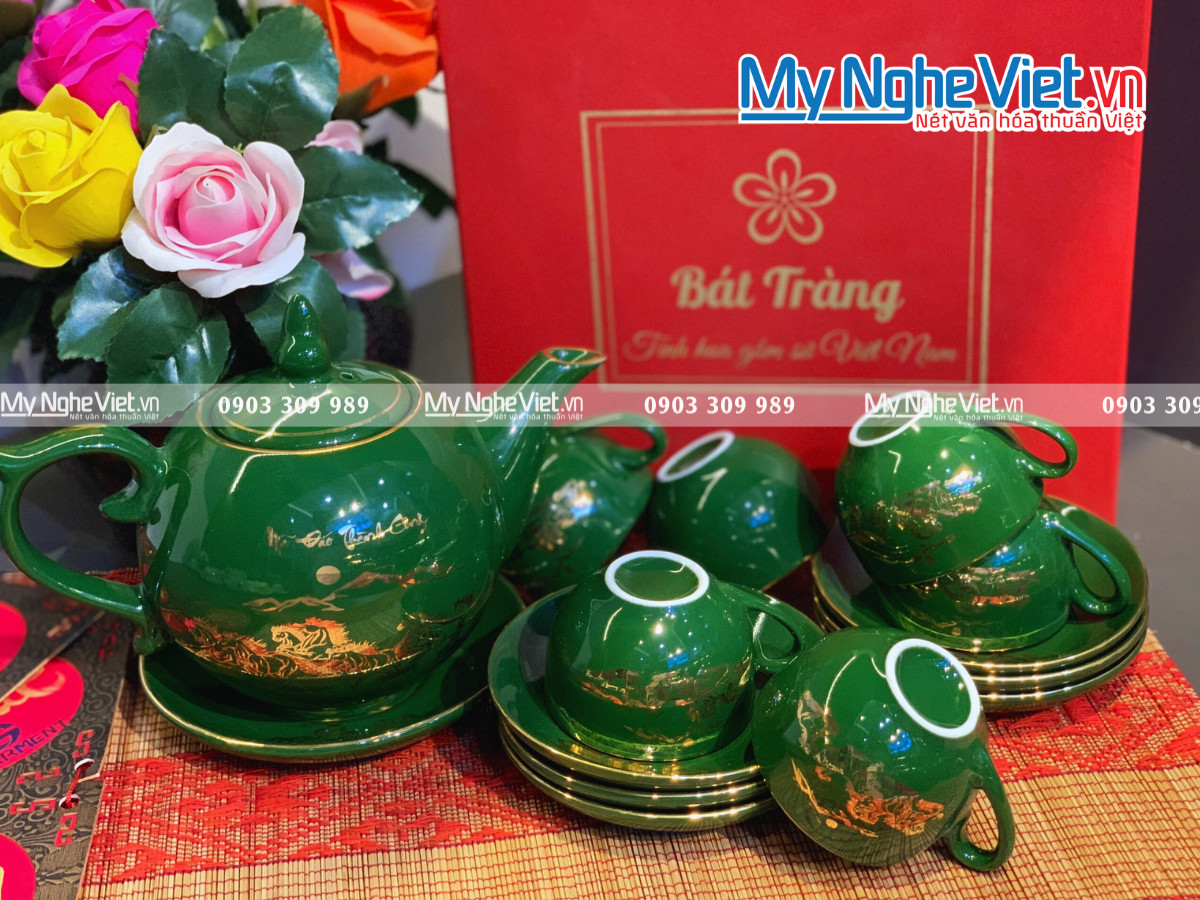 Bộ bình trà men xanh Mã Đáo Thành Công 600ml MNV-TS615-2
